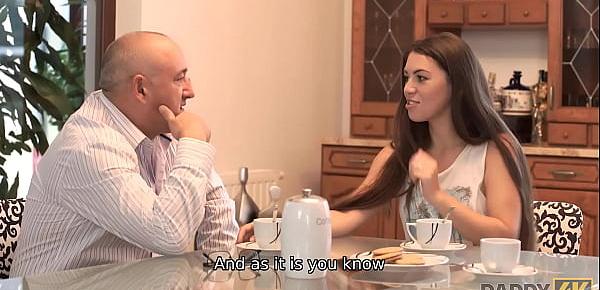 DADDY4K. Sex of minx and her BFs dad culminates with cumshot on her ass